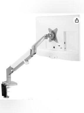 Adjustable Monitor Arm Mount - White and Silver